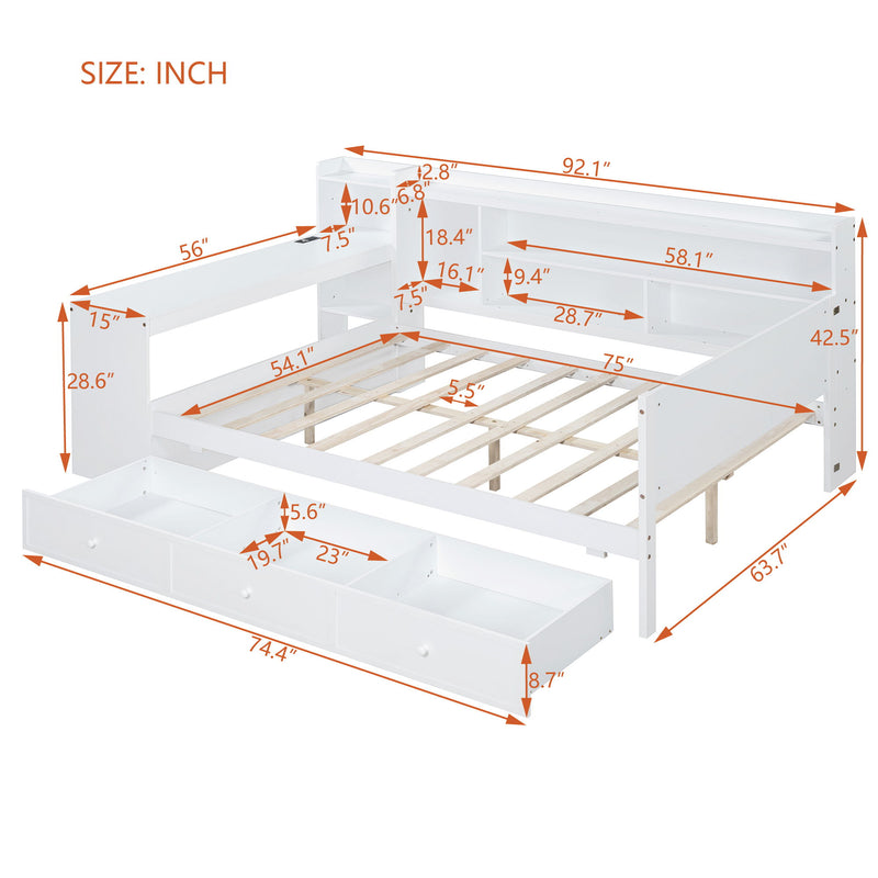 Daybed With 3 Drawers USB Ports And Desk - R&R Furniture Gallery (Fountain Valley, CA)