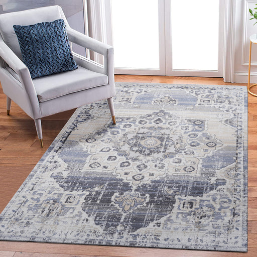 Payas - 8' X 10' Medallion Area Rug - Cream / Blue - R&R Furniture Gallery (Fountain Valley, CA)