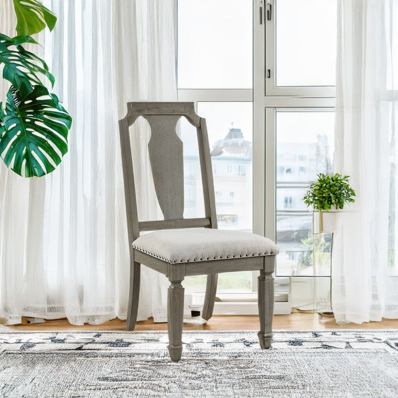 Zumala - Side Chair (Set of 2) - Beige Linen & Weathered Oak - R&R Furniture Gallery (Fountain Valley, CA)