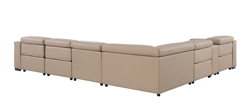 1208 - 7 Piece L-Shaped Leather Reclining Sectional With 4 Power Recliners