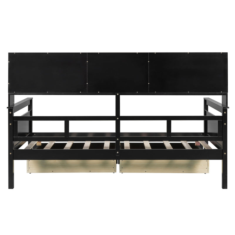 Daybed, Slat Support, With Bedside Shelves And 2 Drawers - R&R Furniture Gallery (Fountain Valley, CA)