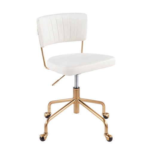 Lumi Source Tania contemporary task desk chair with black upholstery and adjustable height for modern office workspace.