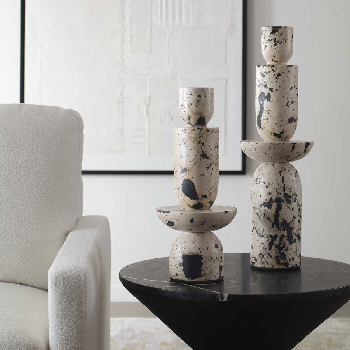 Nouveau - Tower Sculptures (Set of 2) - White