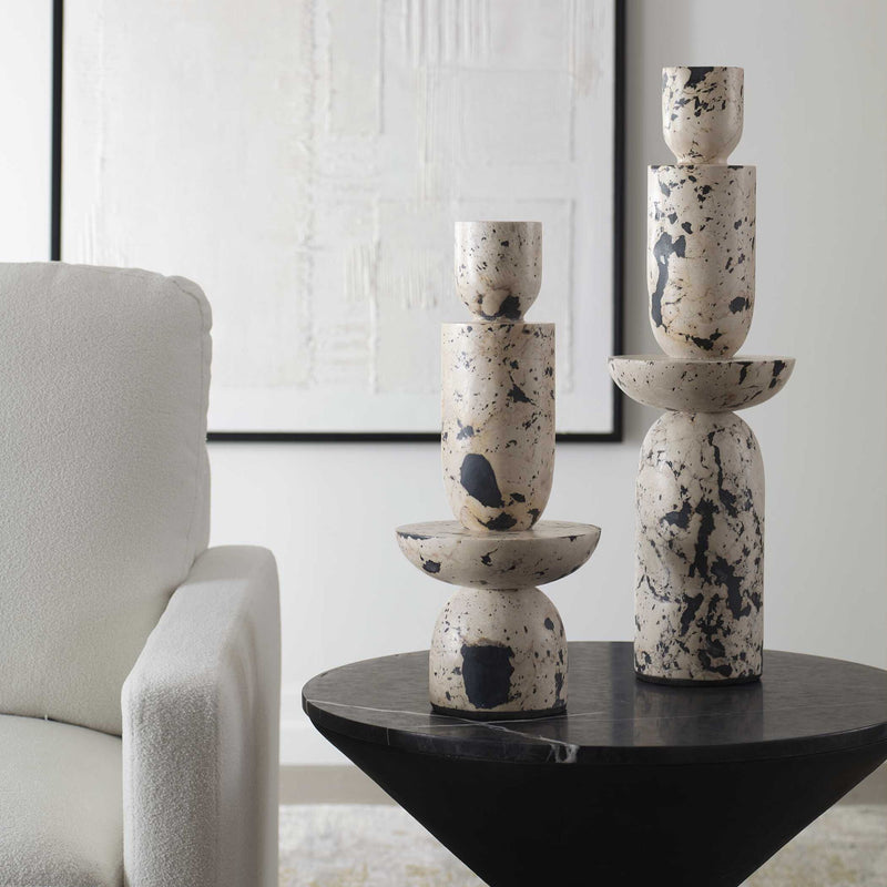 Nouveau - Tower Sculptures (Set of 2) - White