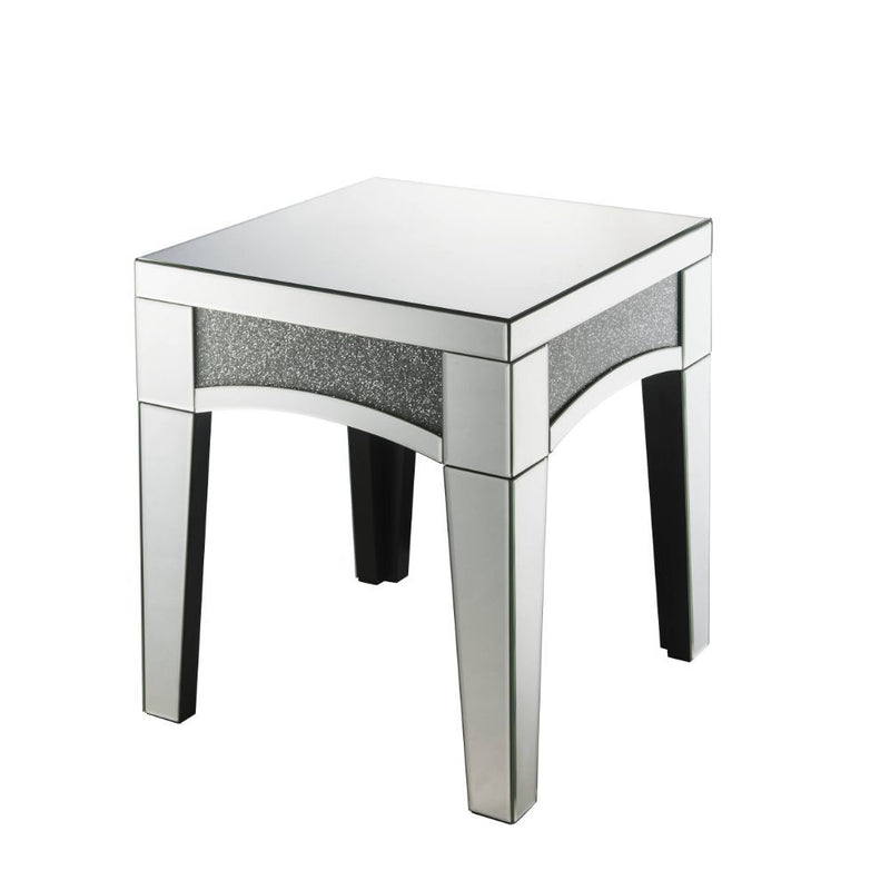Noralie - 20" X 20" End Table - Mirrored & Faux Diamonds - R&R Furniture Gallery (Fountain Valley, CA)