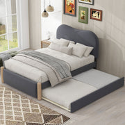 Upholstered Platform Bed With Wood Supporting Feet And Trundle - R&R Furniture Gallery (Fountain Valley, CA)