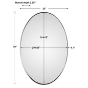 Uttermost Pursley oval wall mirror with brushed nickel finish, featuring a sleek and modern design for elegant wall decor.