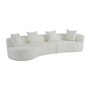Elegant curved sectional sofa by Noble House with plush foam cushions, showcasing a modern stationary sofa design.