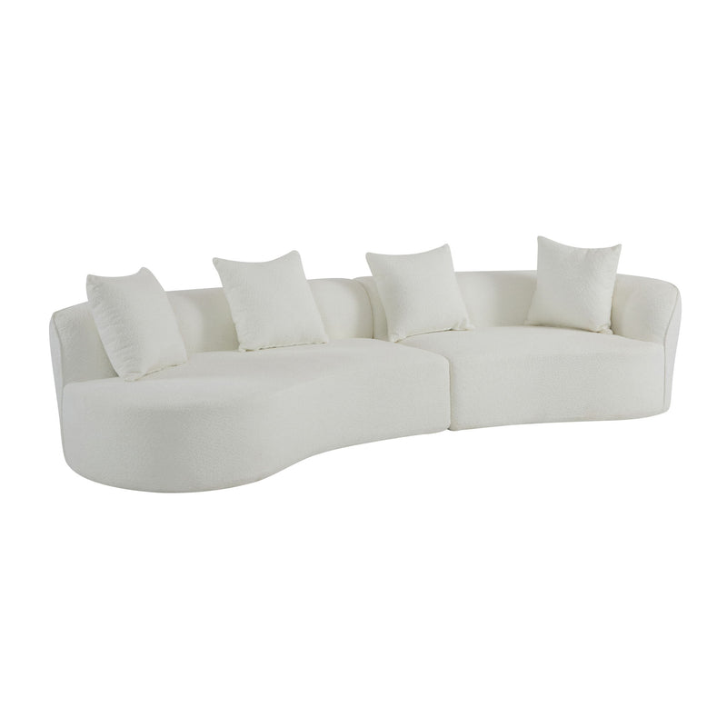 Elegant curved sectional sofa by Noble House with plush foam cushions, showcasing a modern stationary sofa design.