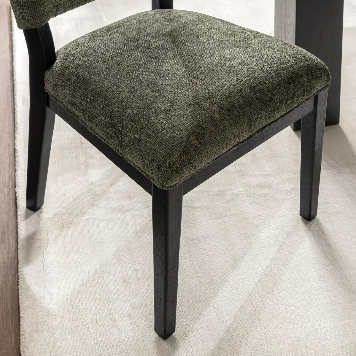 Set of two Classic Home Arima dining chairs with wooden legs and upholstered seats, modern and stylish for dining rooms.