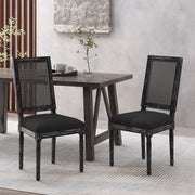 French Country Dining Chair With Rectangular Cane Backrest And Smooth Upholstered Seating - R&R Furniture Gallery (Fountain Valley, CA)