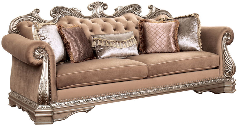 Northville - Sofa With 5 Pillows - Velvet & Antique Silver - R&R Furniture Gallery (Fountain Valley, CA)
