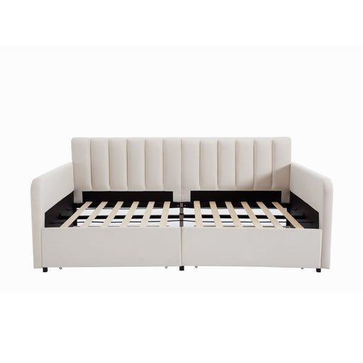 Flora - Upholstered Daybed With 2 Drawers Ribbed Tufted Backrest in Lavish Modern Design - R&R Furniture Gallery (Fountain Valley, CA)