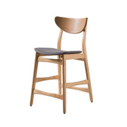 Noble House retro modern counter height stool set with cushioned seats, featuring sleek design and wooden legs.