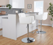 Lumi Source Stout adjustable barstool with swivel, bar height (28-30 inches), featuring a modern design and cushioned seat.