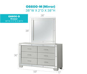 Silver Champagne Madison dresser by Glory Furniture featuring a sleek, modern design with multiple drawers for ample storage.