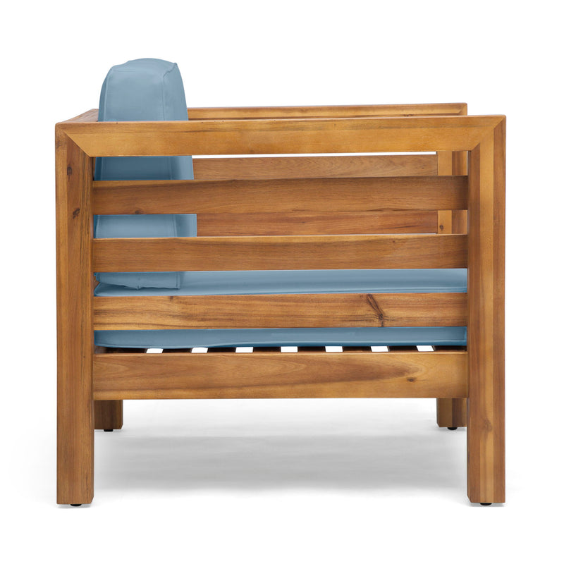 Outdoor Acacia Wood Patio Chair With Fabric Cushion - R&R Furniture Gallery (Fountain Valley, CA)