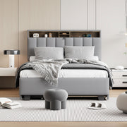 Upholstered Platform Bed With Storage Headboard, Trundle & 2 Drawers And A Set Of Sockets & USB Ports - R&R Furniture Gallery (Fountain Valley, CA)