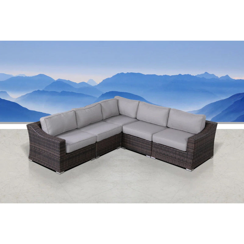 Contemporary Outdoor Rattan Wicker Sectional Seating Group With Cushions - R&R Furniture Gallery (Fountain Valley, CA)