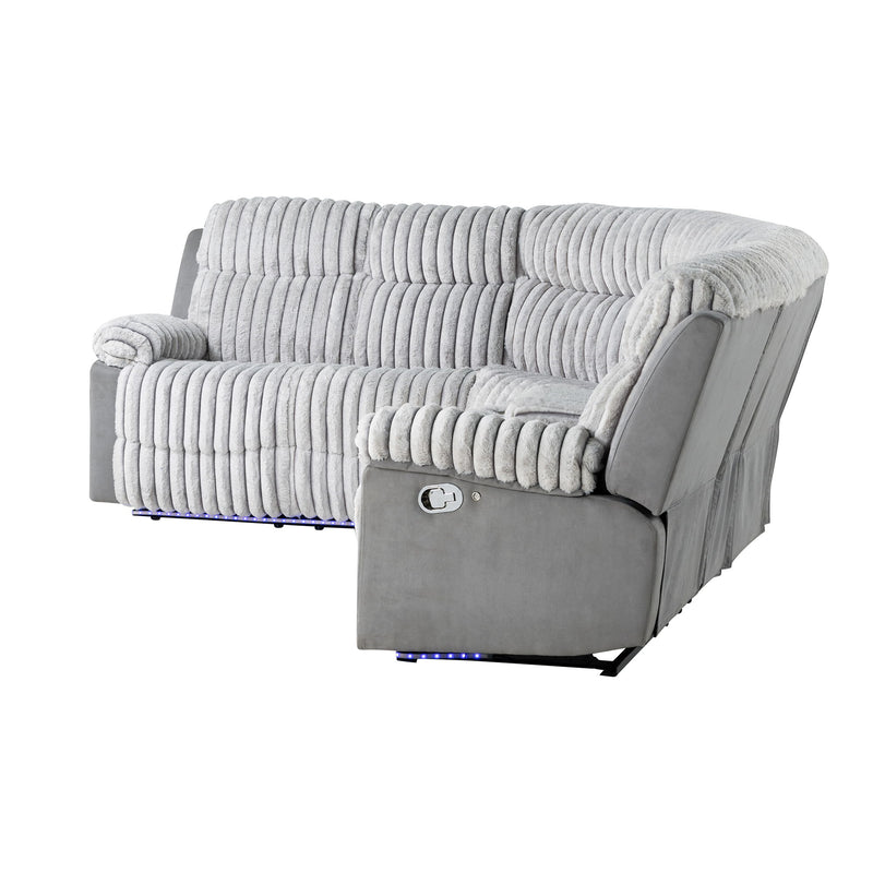 Bruni - Sectional Sofa With LED Lighting And Manual Recline - Gray - R&R Furniture Gallery (Fountain Valley, CA)