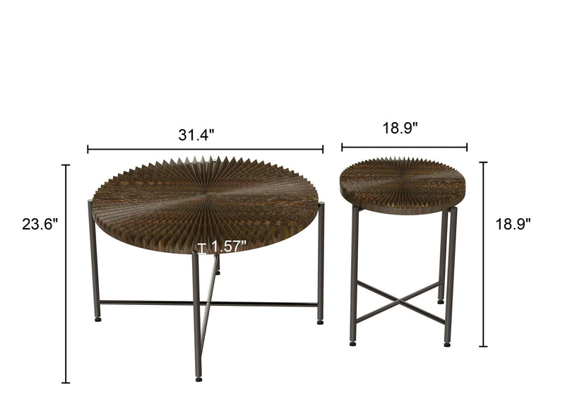 Radial - Pattern Coffee And End Table Set Waterproof Cover, Distressed Cylindrical Design (Set of 2) - R&R Furniture Gallery (Fountain Valley, CA)