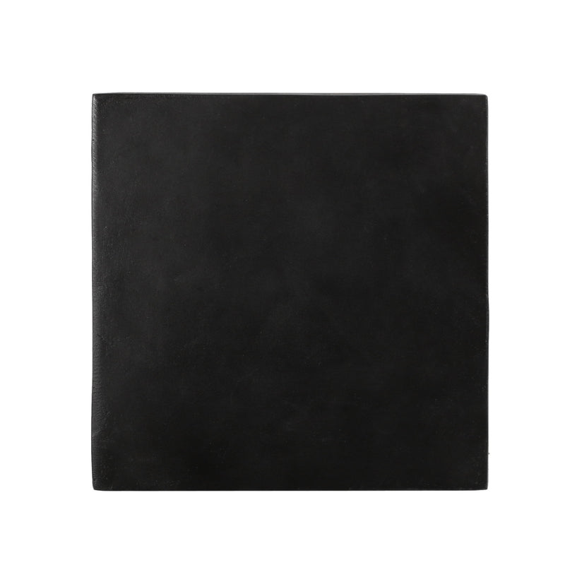 Black outdoor side table by Noble House, patio end table with a sleek, modern design suitable for outdoor patio spaces.