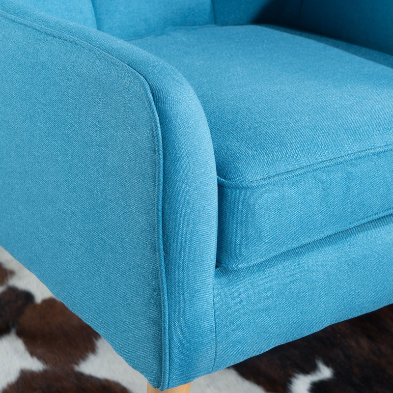 Modern Arm Chair With Tufted Back And Wooden Legs