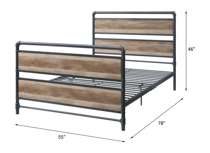 Brantley - Full Bed - Antique Oak & Sandy Gray