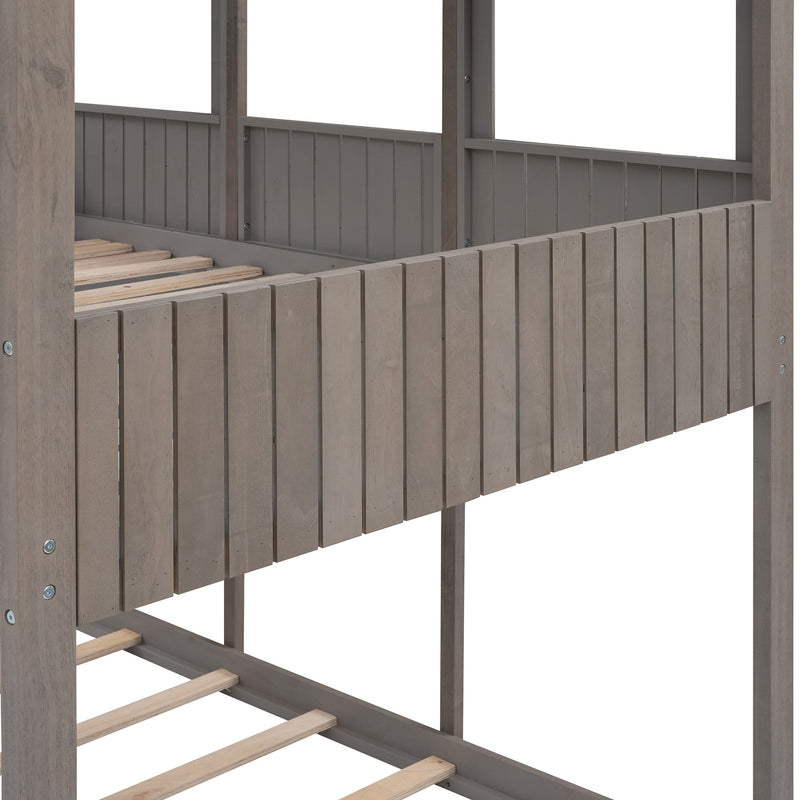 Bunk Bed With Roof, Window, Guardrail, Ladder - R&R Furniture Gallery (Fountain Valley, CA)