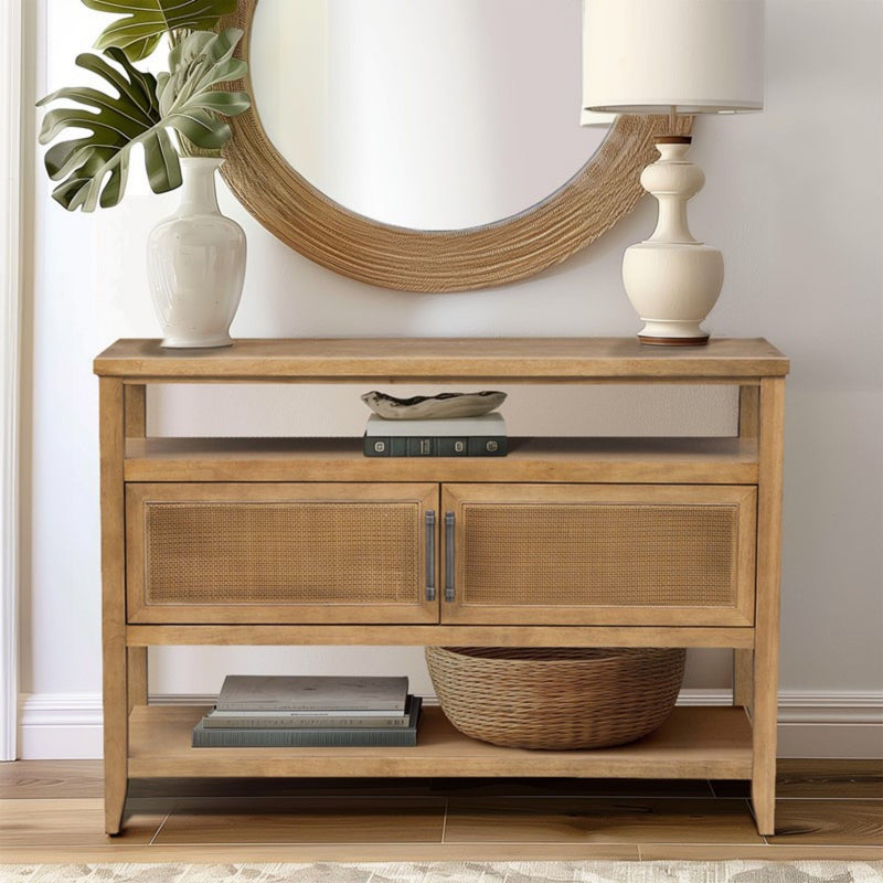 Naomi - 2 Door Storage Console Table With Ample Shelving - Natural - R&R Furniture Gallery (Fountain Valley, CA)