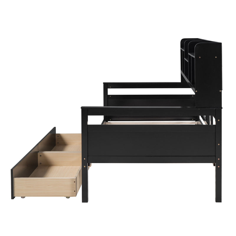 Daybed, Slat Support, With Bedside Shelves And 2 Drawers - R&R Furniture Gallery (Fountain Valley, CA)