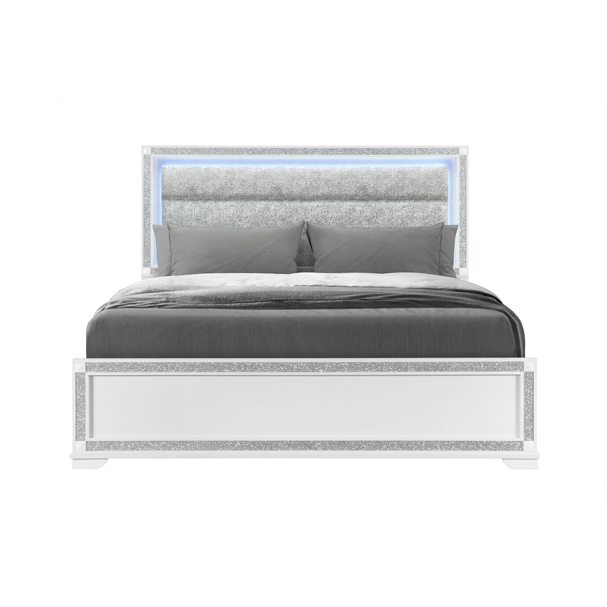 Soulmarie - Bed With LED Lighting And Padded Headboard