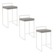 Lumi Source Fuji simple elegance contemporary stackable counter stool set with sleek modern design and wooden finish.