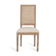 French Country Dining Chair With Rectangular Cane Backrest And Smooth Upholstered Seating - R&R Furniture Gallery (Fountain Valley, CA)