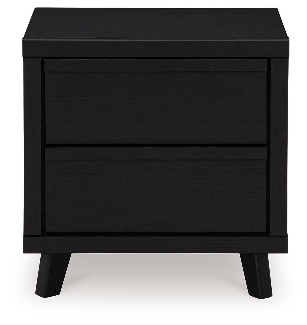 Danziar - Two Drawer Night Stand - Black - R&R Furniture Gallery (Fountain Valley, CA)