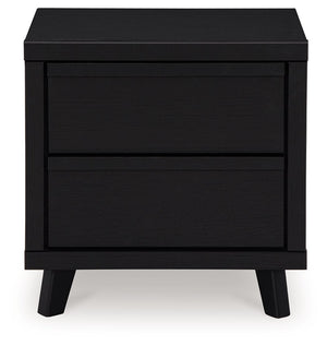Danziar - Two Drawer Night Stand - Black - R&R Furniture Gallery (Fountain Valley, CA)