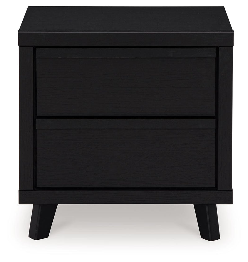 Danziar - Two Drawer Night Stand - Black - R&R Furniture Gallery (Fountain Valley, CA)