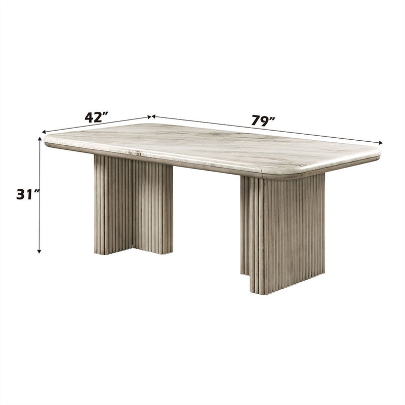 Charity - Dining Table - Natural Marble Top & Gray Oak - R&R Furniture Gallery (Fountain Valley, CA)