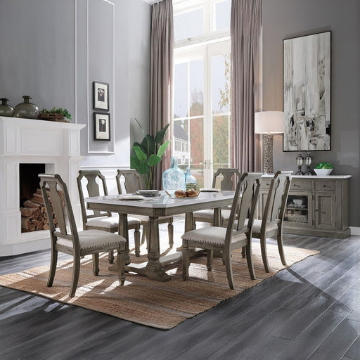 Zumala - Side Chair (Set of 2) - Beige Linen & Weathered Oak - R&R Furniture Gallery (Fountain Valley, CA)