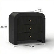 TOV Furniture Hump bedside chest with wood finish, featuring a modern design, drawer handles, and compact storage space.