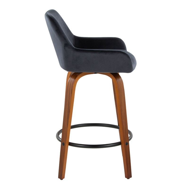 Set of two Lumi Source Daniella contemporary fixed height counter stools with swivel, round footrest, and modern design.