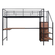 Loft Bed With Desk And Grid, Stylish Frame With Lateral Storage Ladder And Wardrobe - R&R Furniture Gallery (Fountain Valley, CA)