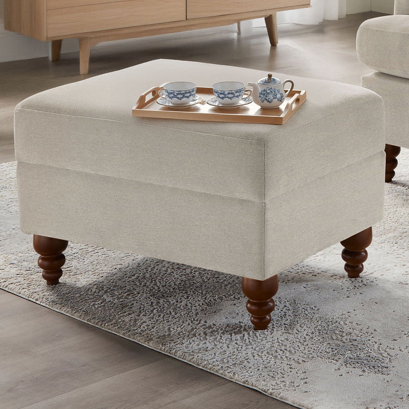 Candor - Ottoman Upholstered Footrest - Beige / Gray - R&R Furniture Gallery (Fountain Valley, CA)