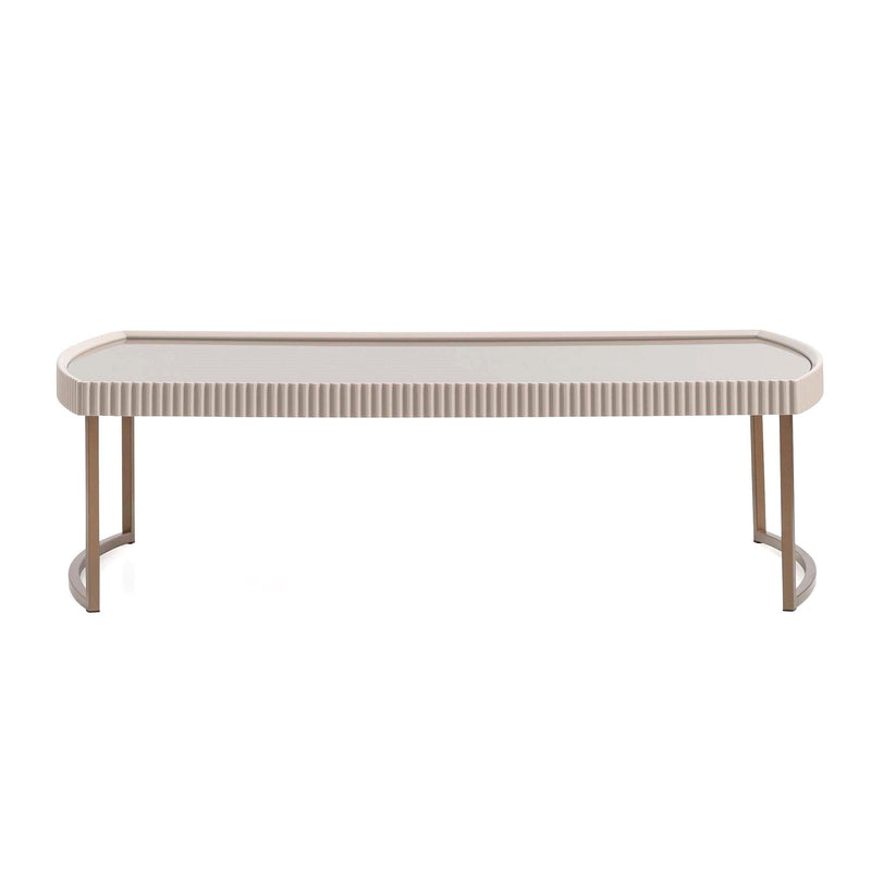Lisbon - Cocktail Table - Silken Cream / Bronze - R&R Furniture Gallery (Fountain Valley, CA)