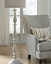 Bernadate - Poly Floor Lamp - Whitewash - R&R Furniture Gallery (Fountain Valley, CA)