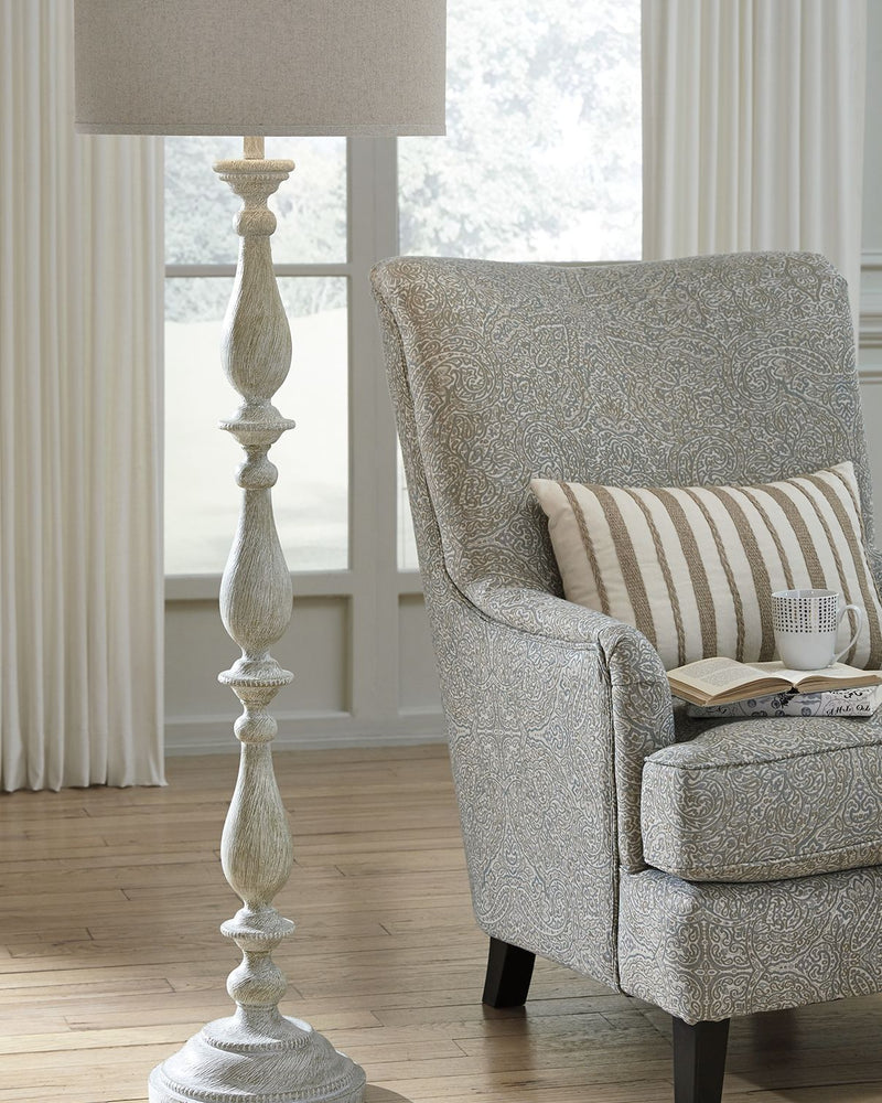 Bernadate - Poly Floor Lamp - Whitewash - R&R Furniture Gallery (Fountain Valley, CA)