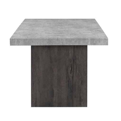 Gray Susan dining table by Global Furniture USA shown in a modern dining room setting with wooden chairs.