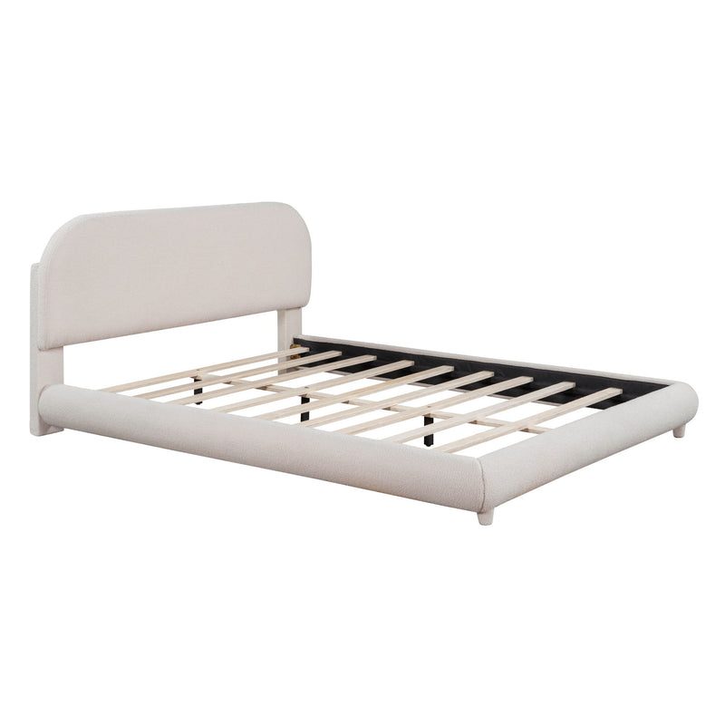 Upholstered Platform Bed With Thick Solid Frame And Stylish Curve-Shaped Design - R&R Furniture Gallery (Fountain Valley, CA)