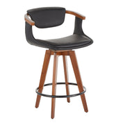 Lumi Source Oracle mid-century modern counter stool with wooden seat and metal legs, 24-27 inch height, stylish and sleek design.