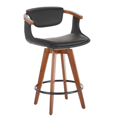Lumi Source Oracle mid-century modern counter stool with wooden seat and metal legs, 24-27 inch height, stylish and sleek design.